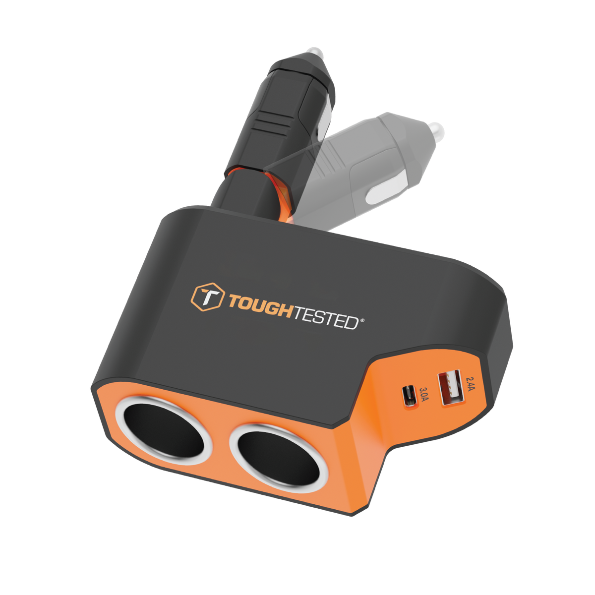 ToughTested Dual 12V Vehicle Power Adapter with USB-C and USB, 37W