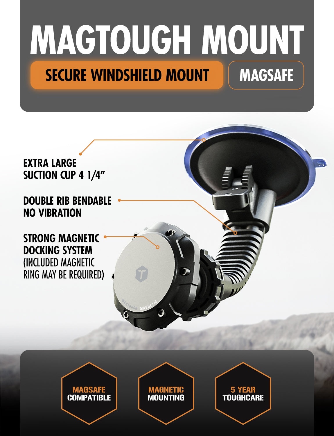 ToughTested MAGTOUGH "MAMMOTH" WINDSHIELD MOUNT