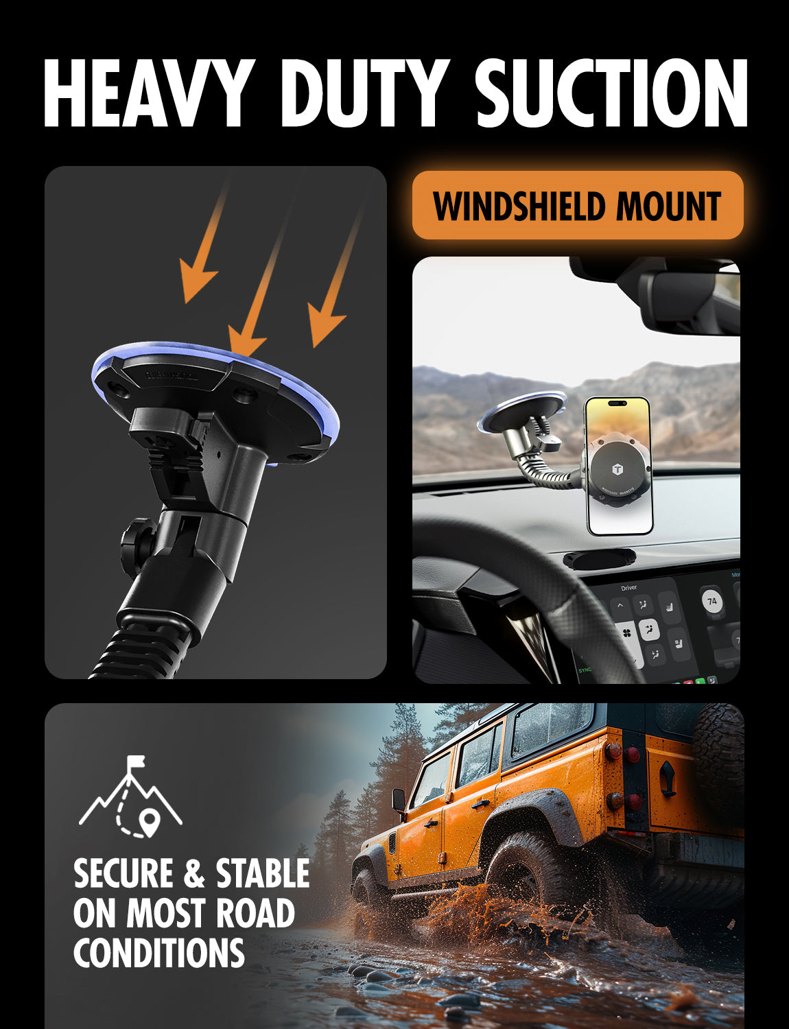 ToughTested MAGTOUGH "MAMMOTH" WINDSHIELD MOUNT