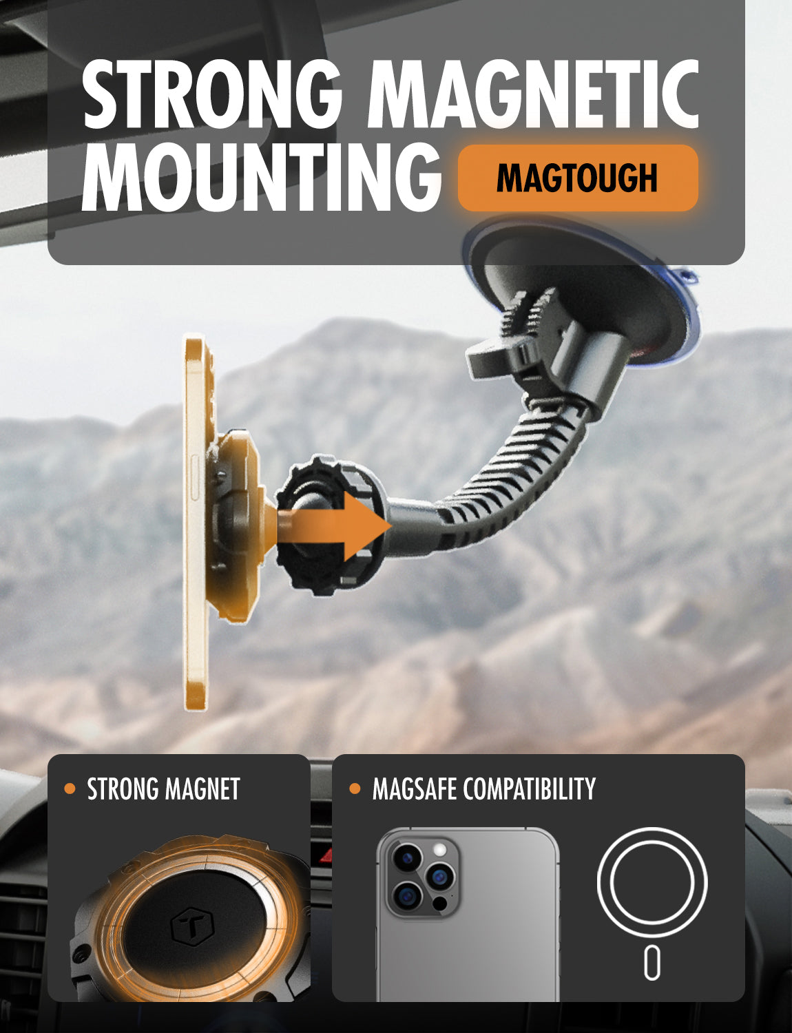 ToughTested MAGTOUGH "MAMMOTH" WINDSHIELD MOUNT