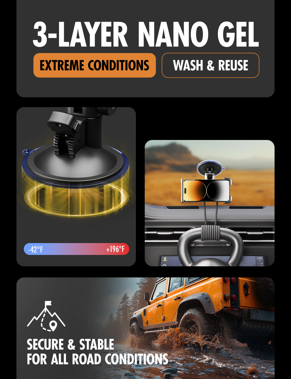 ToughTested Talon Pivot Mammoth Mount – Heavy-Duty Suction Cup Phone & Tablet Mount