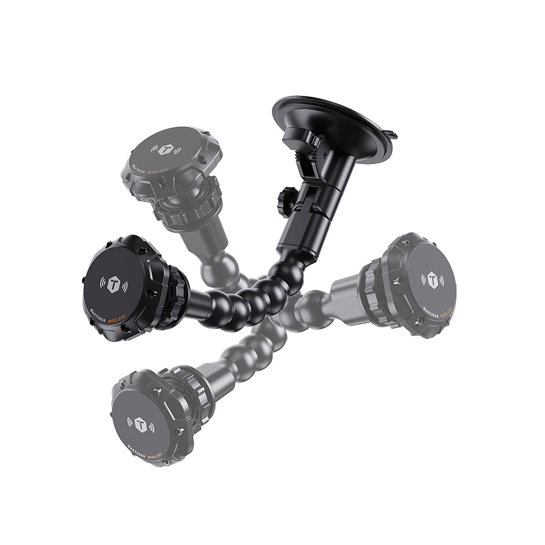ToughTested Python MagTough Wireless Charging Suction Cup Mount – Ultra-Flexible Magnetic Windshield & Dash Mount
