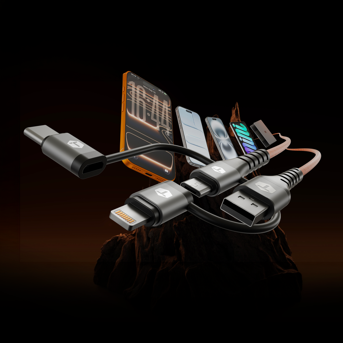 ToughTested Armor Flex 4 ft 3-in-1 Charging Cable