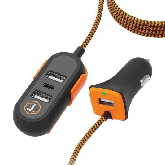ToughTested 4-Port Extender 47W 12V Front & Backseat PD Car Charger
