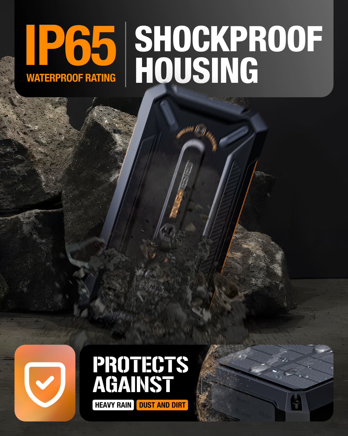 ToughTested SOLAR ROC16 16,000 mAh Powerbank with Wireless Charging & PD Fast Charging