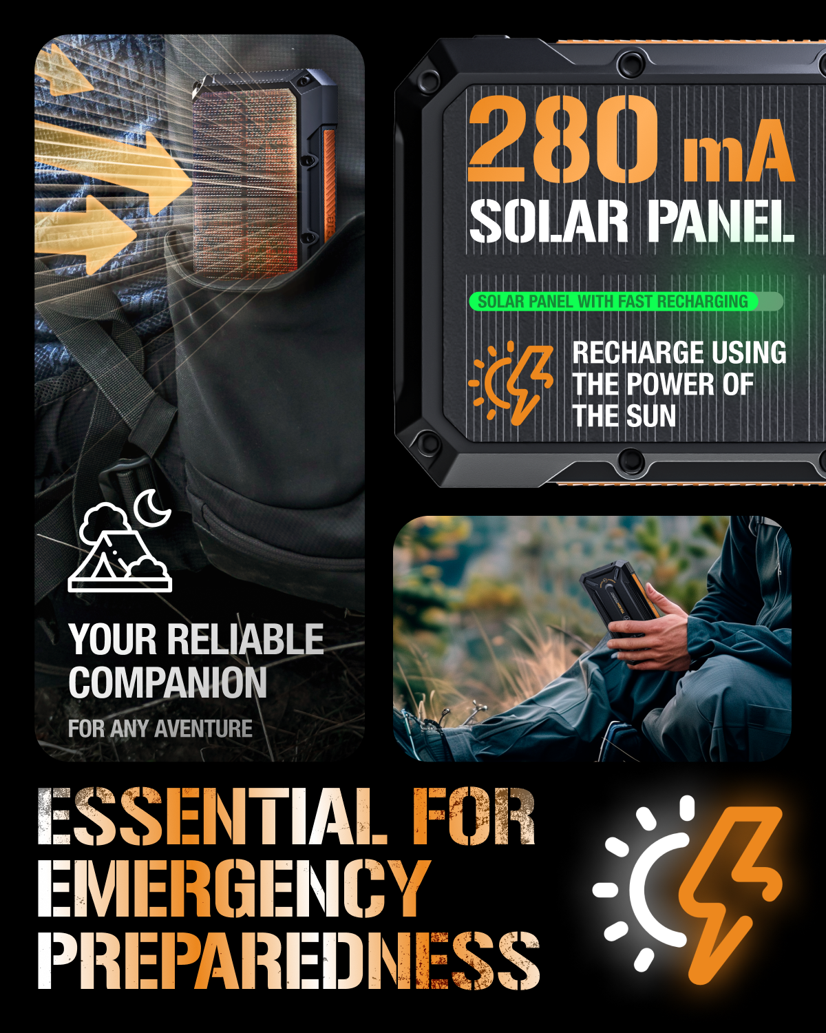 ToughTested SOLAR ROC16 16,000 mAh Powerbank with Wireless Charging & PD Fast Charging