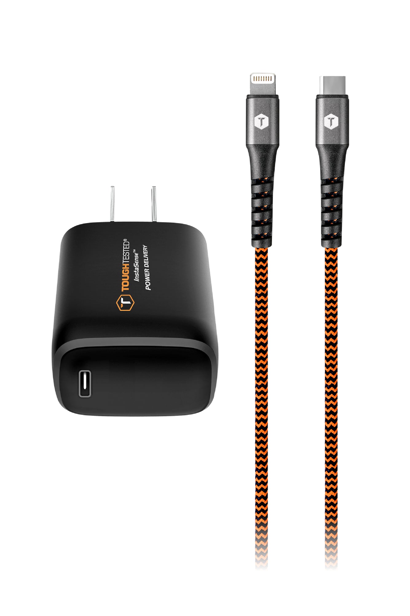 ToughTested PD High Speed Wall Charger Kit with 20W USB-C Port and 10ft USB-C to Lightning Cable