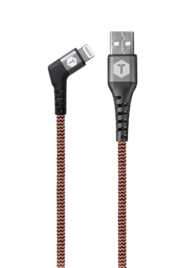 ToughTested Braided 6 Ft. Cable with 90° USB-A to Lightning Cable
