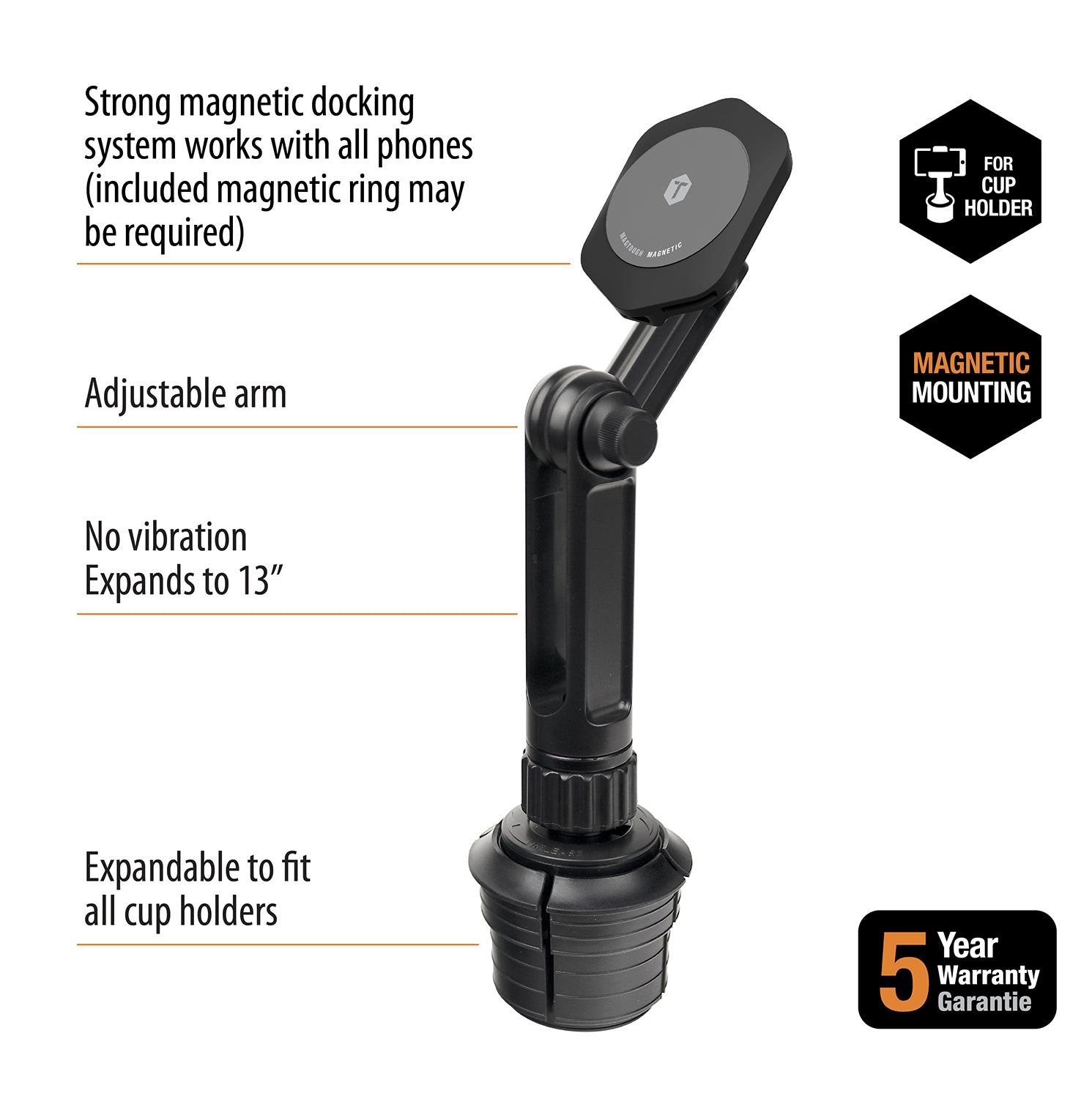 ToughTested MAGTOUGH "BOOM" HEAVY DUTY CUPHOLDER PHONE MOUNT