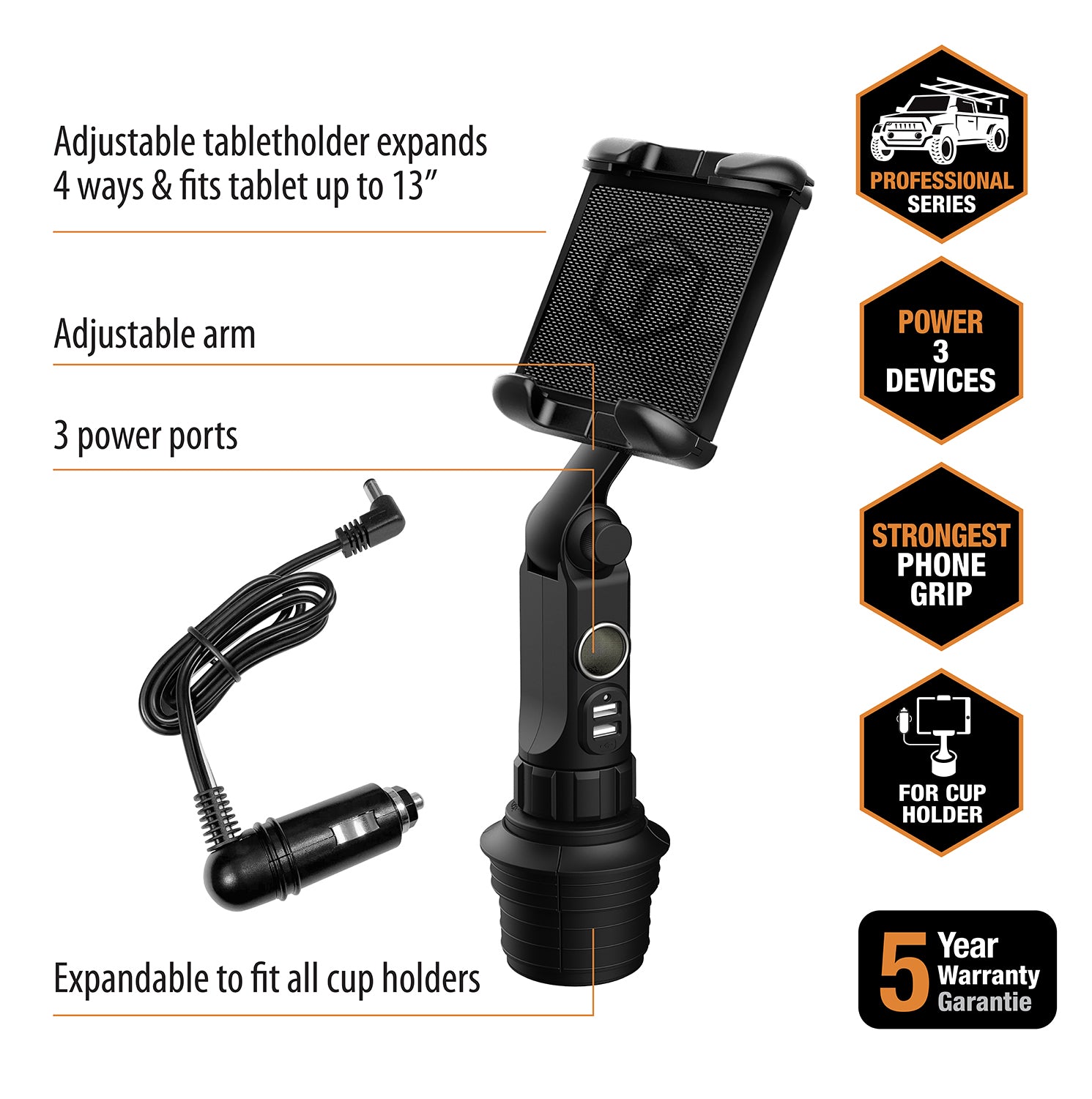 ToughTested BOOM "POWER TOWER" Heavy Duty Cup Holder Tablet Mount
