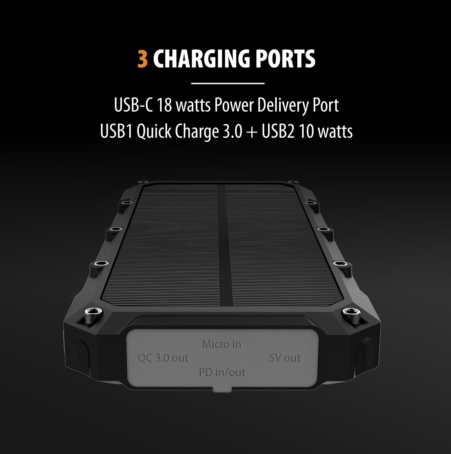 ToughTested SOLAR ROC10 10,000 mAh Powerbank with Wireless Charging & PD Fast Charging