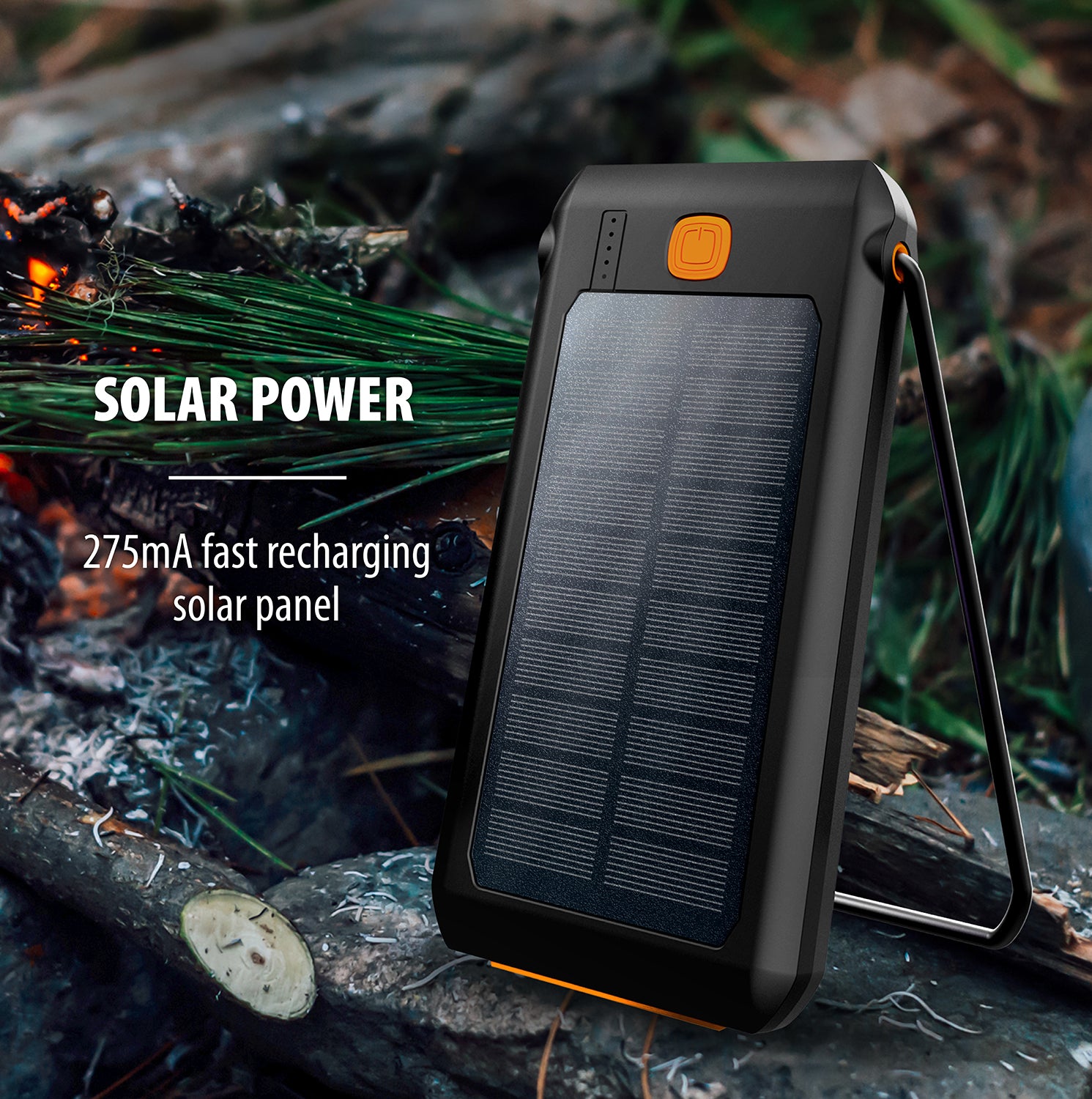 10,000 mAh Solar Charger IP44 Waterproof Rugged Power Bank