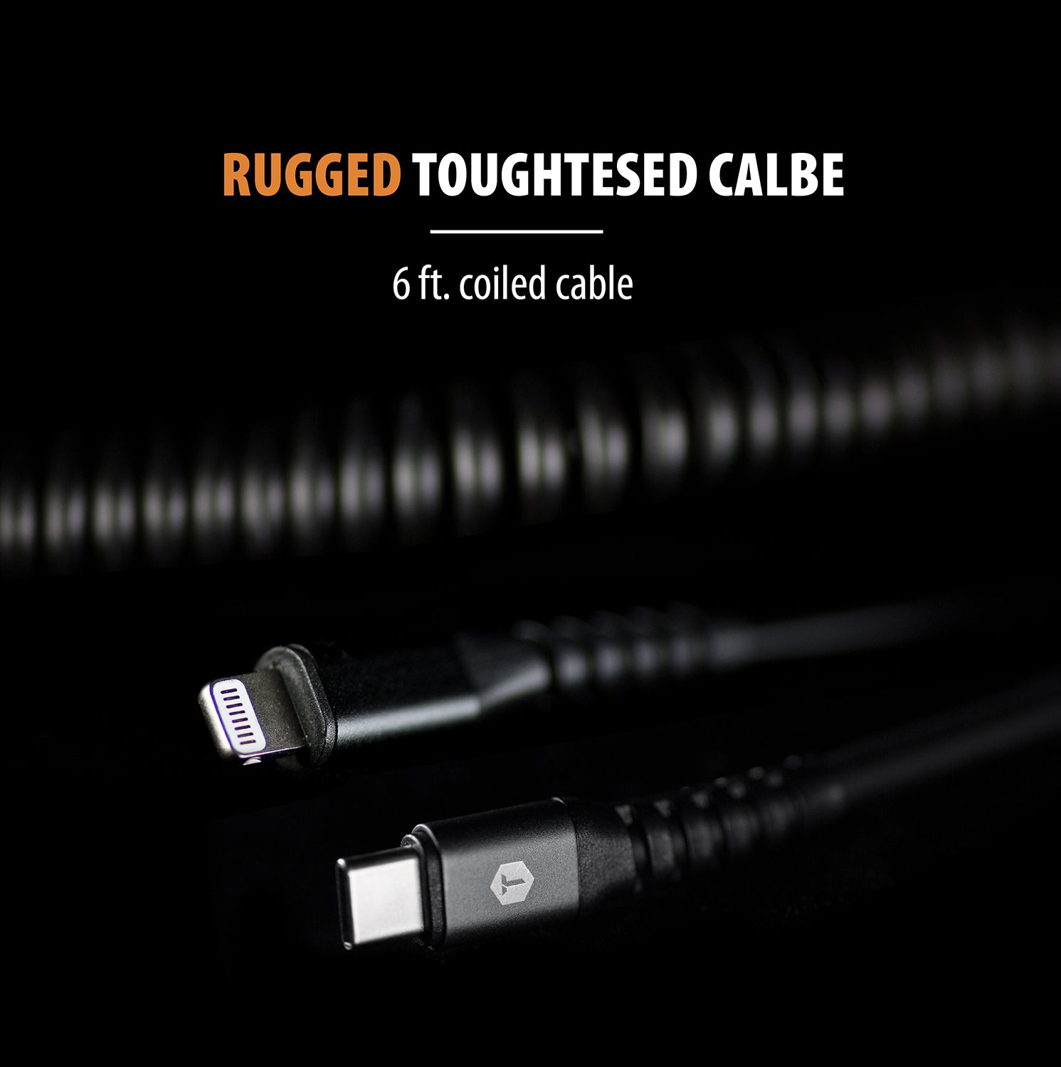 ToughTested PD High Speed Car Charger Kit For Apple with 20W USB-C Port and 6ft Coiled USB-C to Lightning Cable