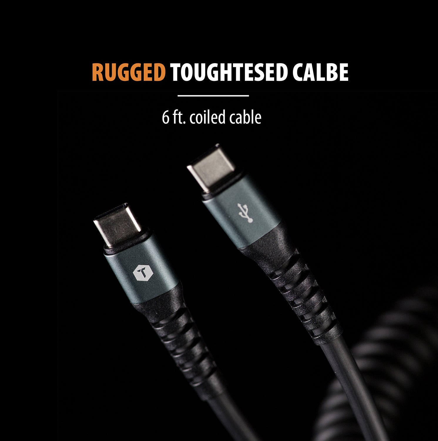 ToughTested PD High Speed Car Charger Kit with 20W USB-C + USB-A QC 3.0 Ports and 6ft Coiled USB-C to USB-C Cable