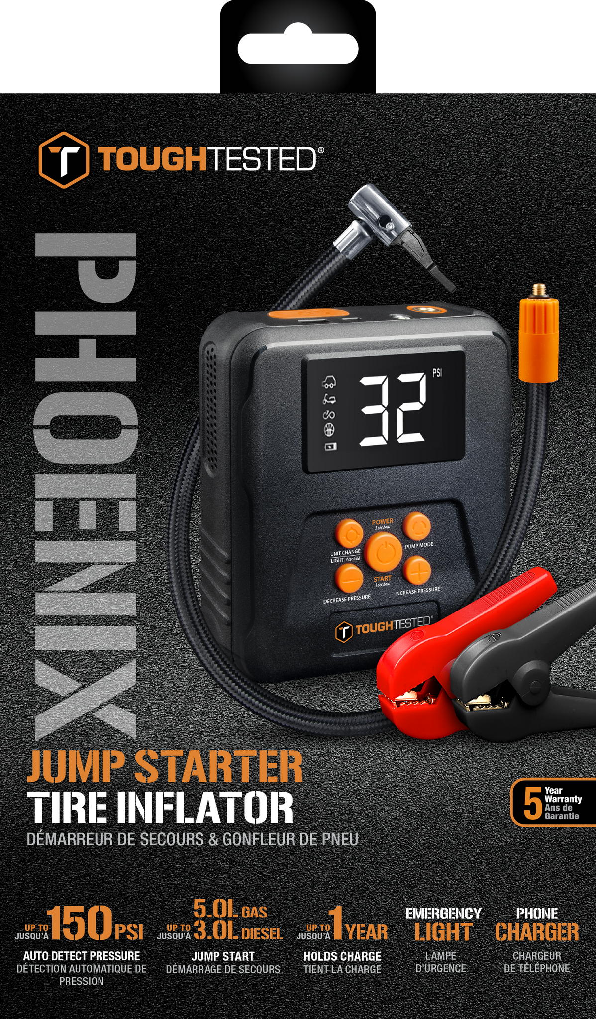 ToughTested Phoenix Jump Starter, Tire Inflator & Power Bank Kit