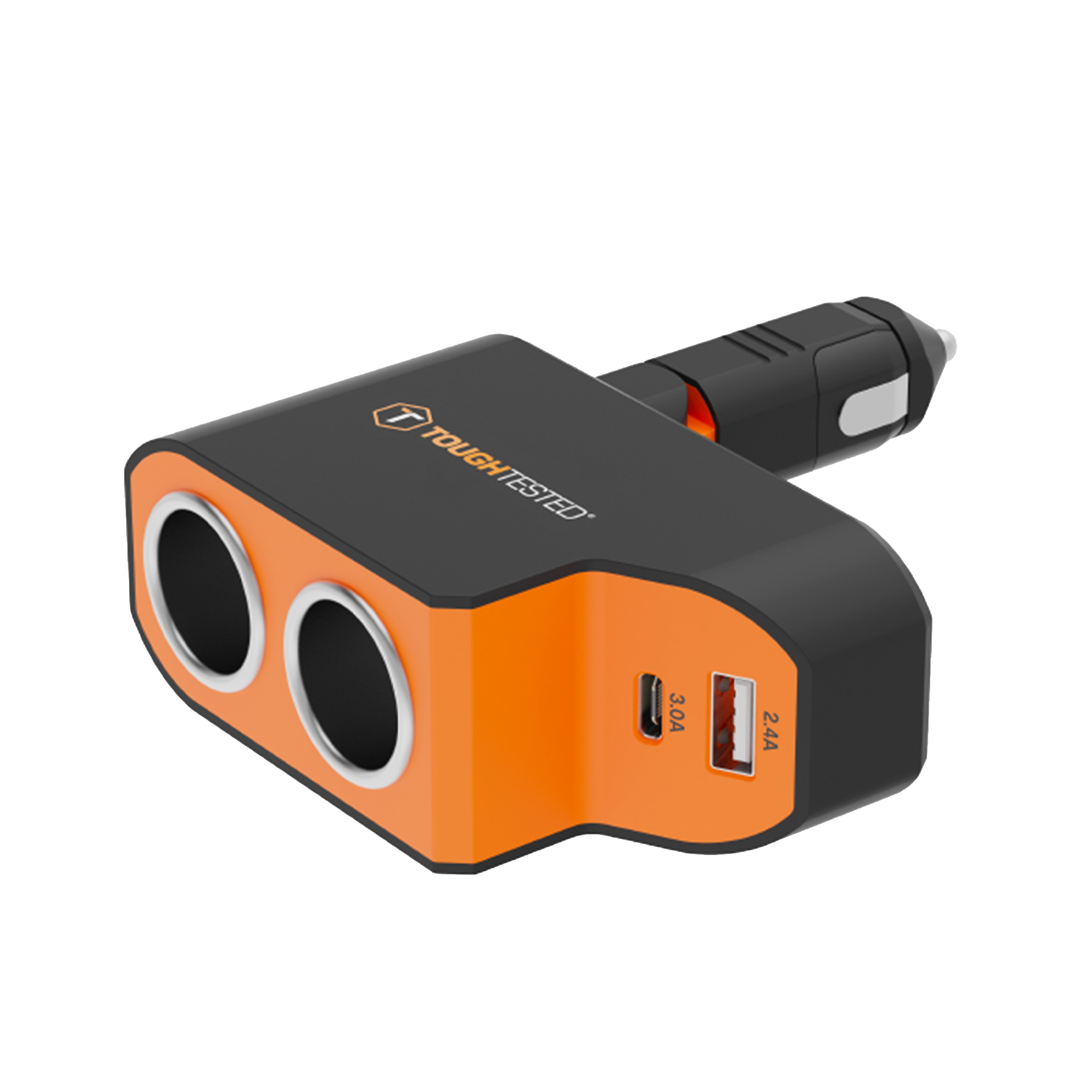 ToughTested Dual 12V Vehicle Power Adapter with USB-C and USB, 37W