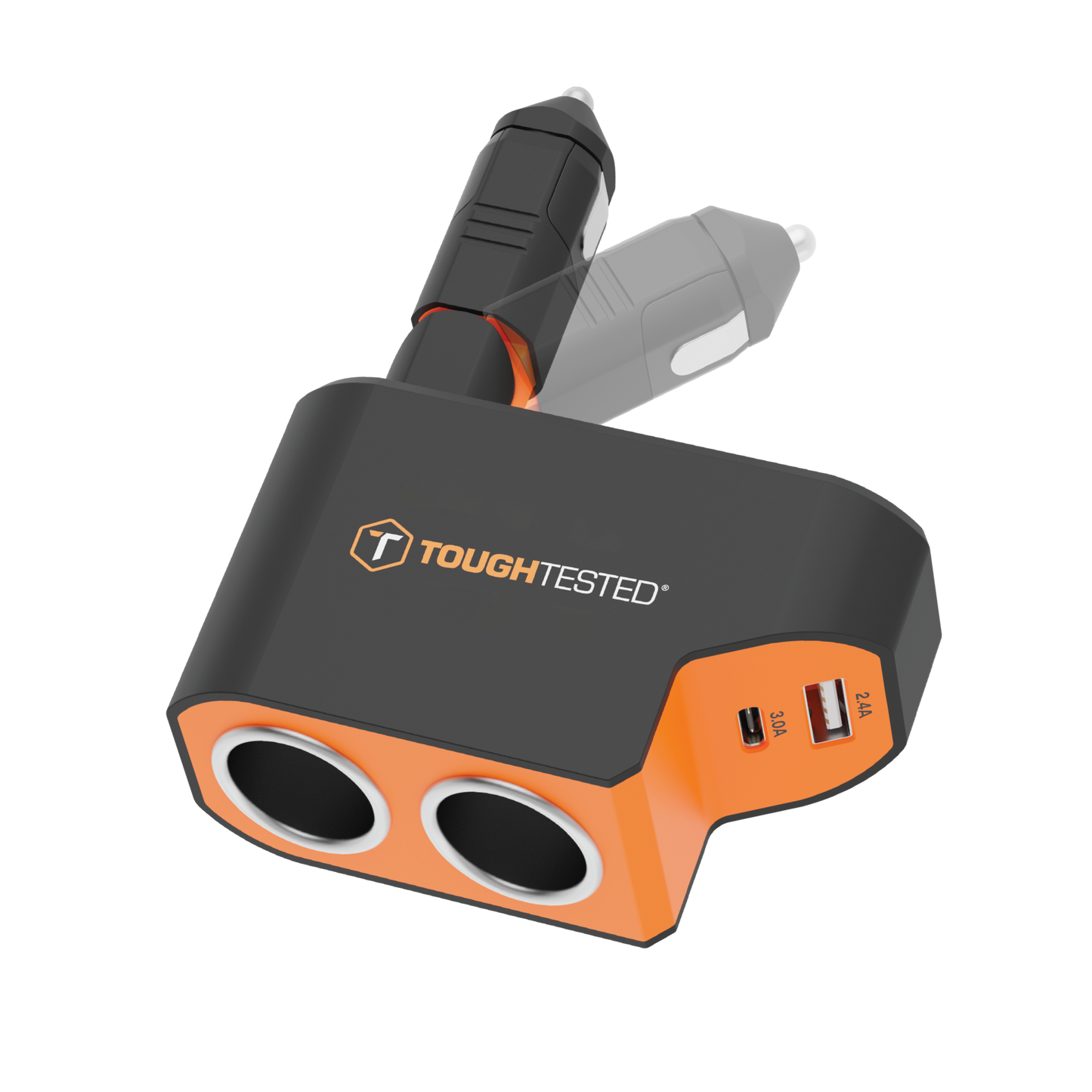 ToughTested Dual 12V Vehicle Power Adapter with USB-C and USB, 37W