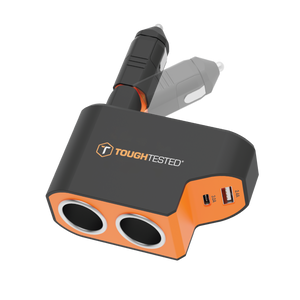 ToughTested Dual 12V Vehicle Power Adapter with USB-C and USB, 37W