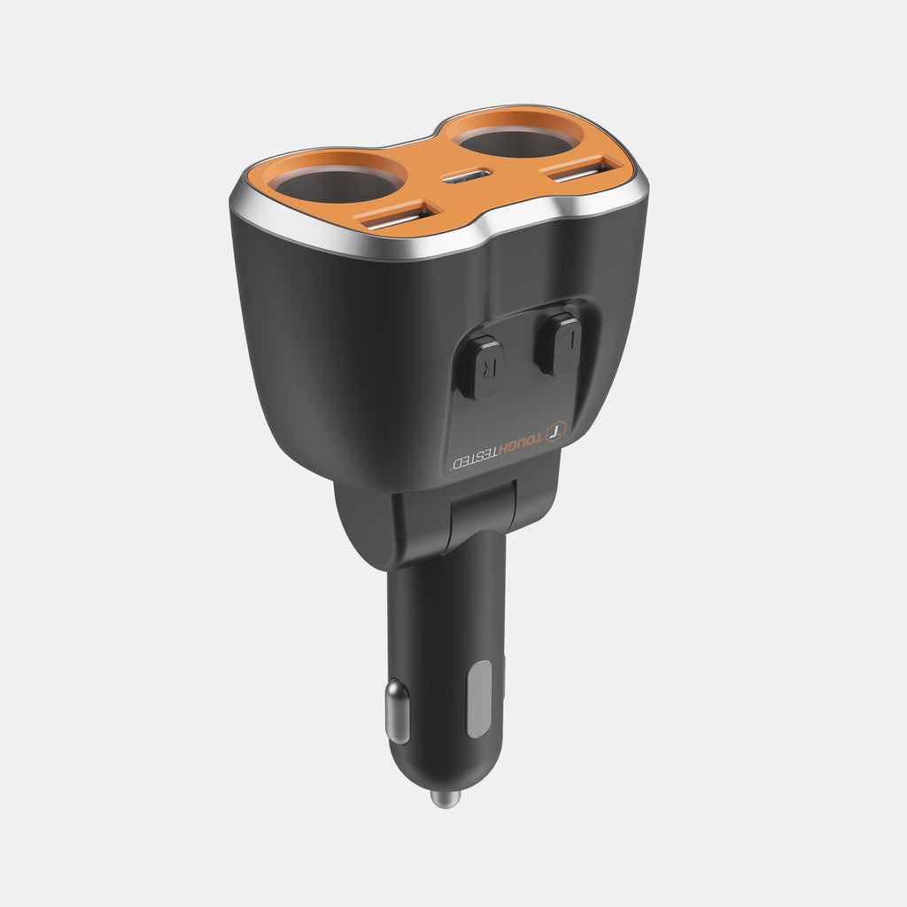 ToughTested Dual 12V Vehicle Power Adapter with USB-C and USB, 150W