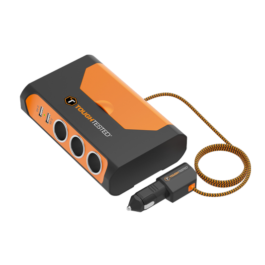 ToughTested Triple 12V Vehicle Power Adapter with USB-C and USB, 120W