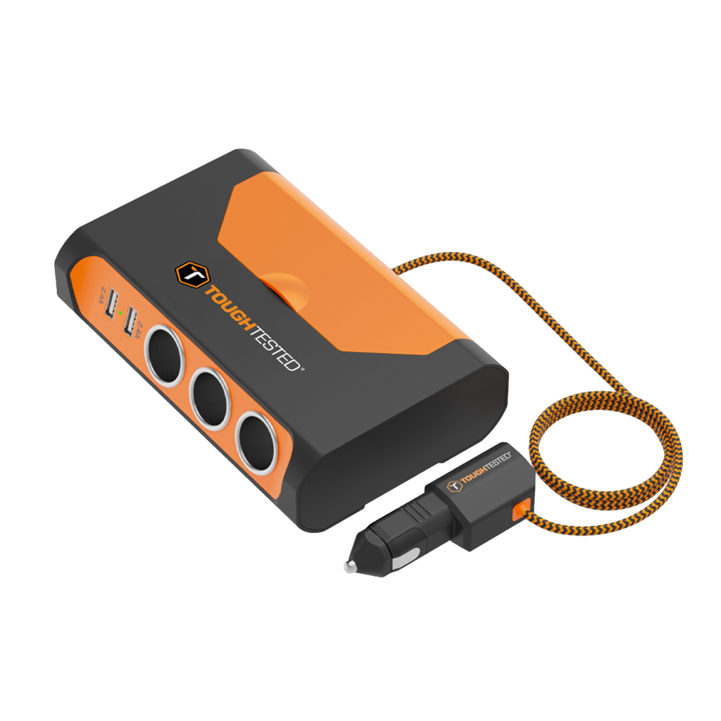 ToughTested Triple 12V Vehicle Power Adapter with USB-C and USB, 120W