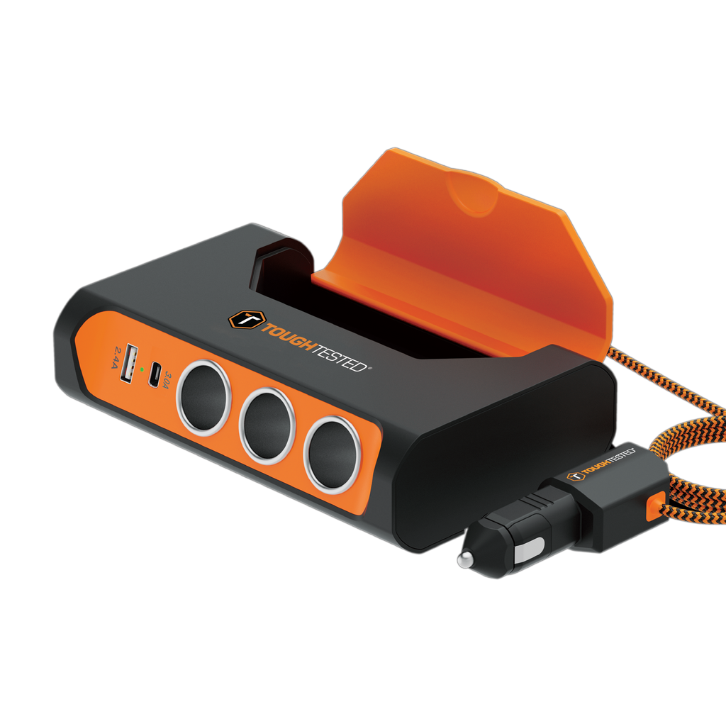 ToughTested Triple 12V Vehicle Power Adapter with USB-C and USB, 120W