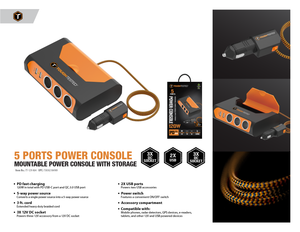 ToughTested Triple 12V Vehicle Power Adapter with USB-C and USB, 120W