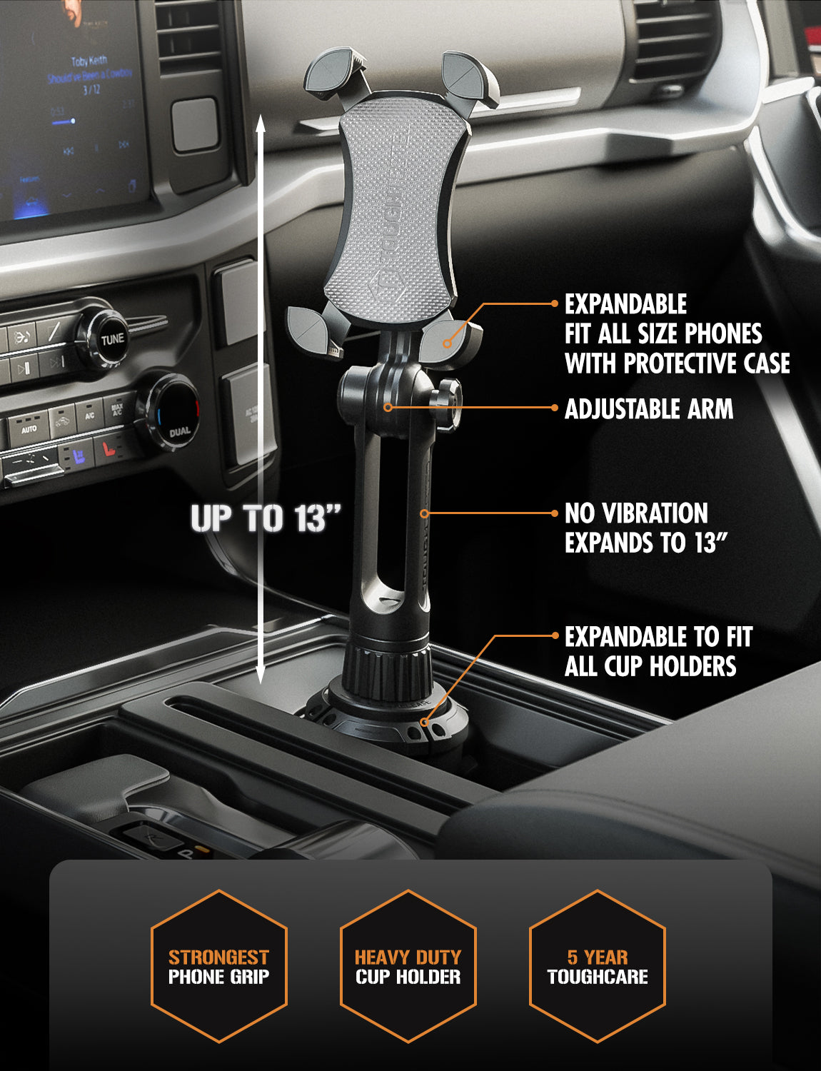 ToughTested BOOM Adjustable Mobile Cup Holder Mount