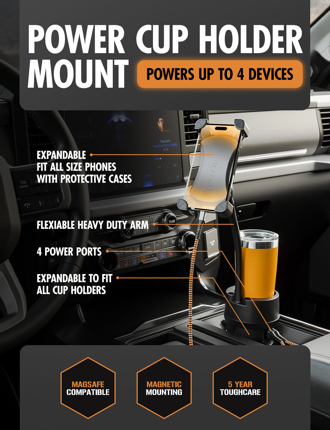 ToughTested COMMUTER "POWER CUP" CUP HOLDER MOUNT