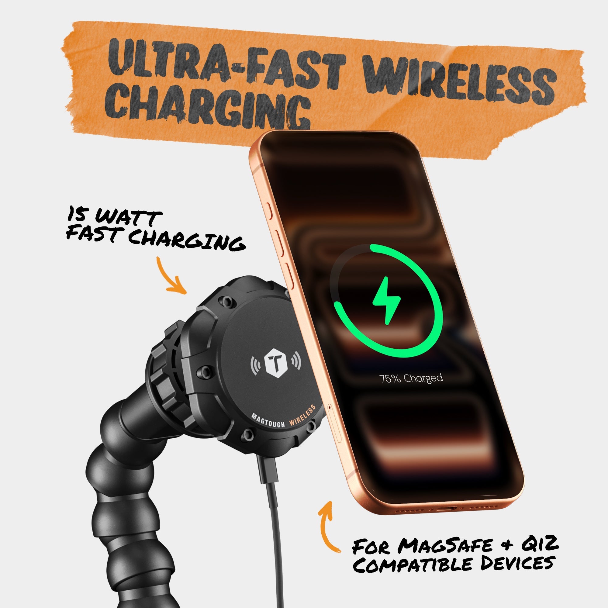 ToughTested MagTough Python Wireless Charging Cup Holder Mount