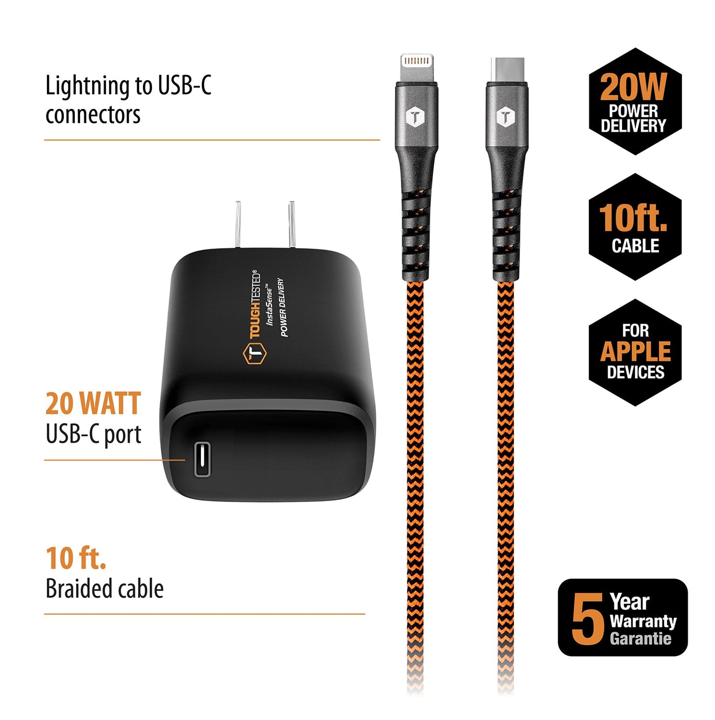 ToughTested 20W PD Wall Charger Kit with Lightning Cable