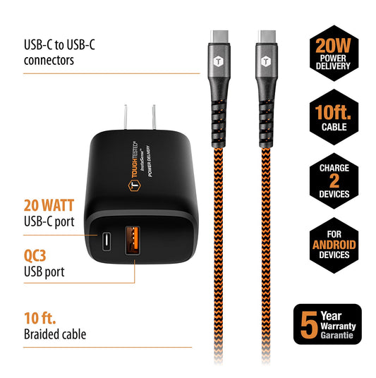 ToughTested 20W PD Wall Charger Kit with USB-C Cable