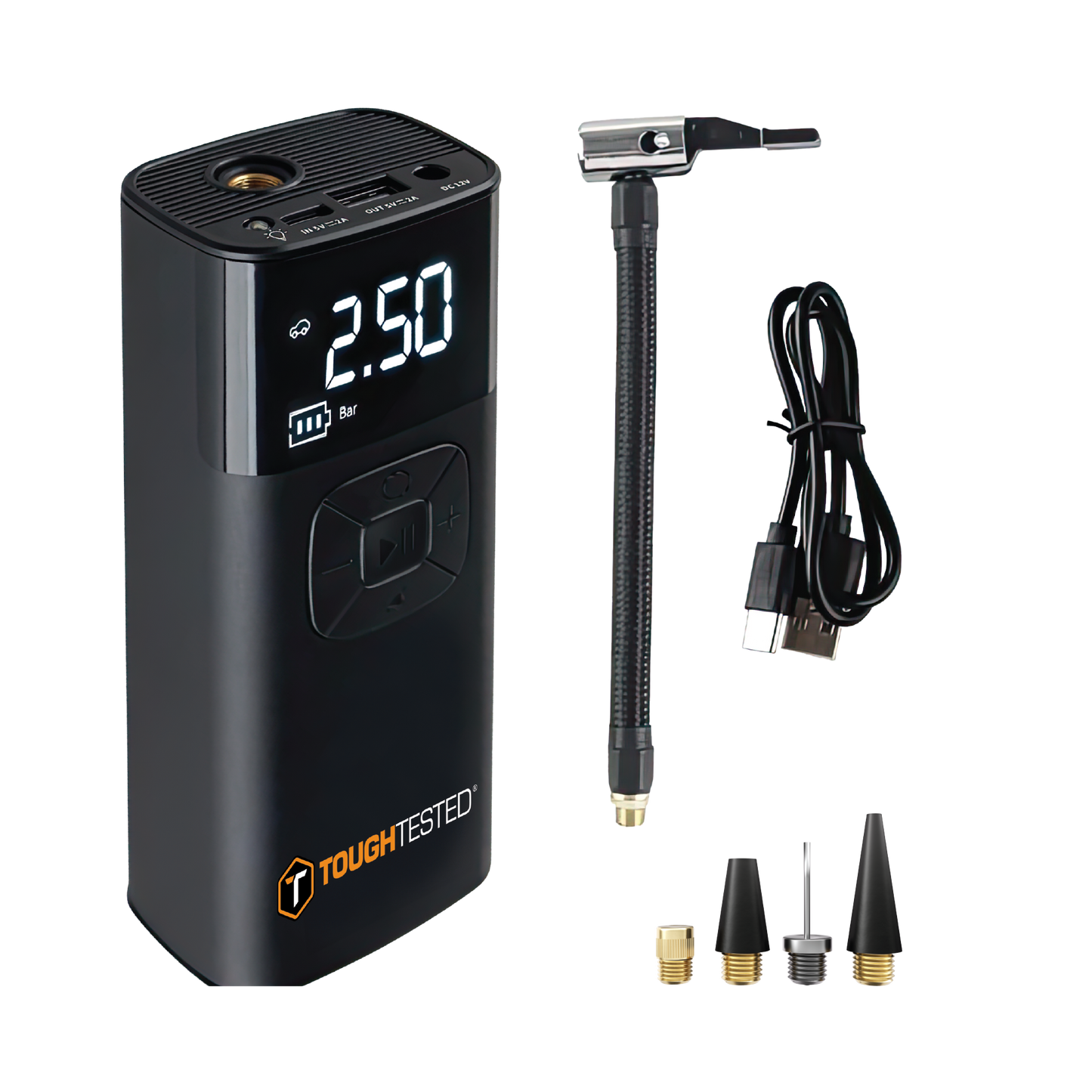 ToughTested Portable Tire Inflator & Power Bank, 150 PSI