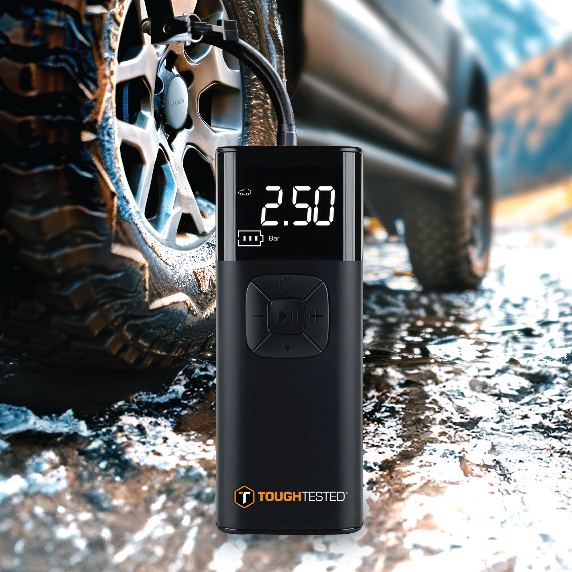 ToughTested Portable Tire Inflator & Power Bank, 150 PSI