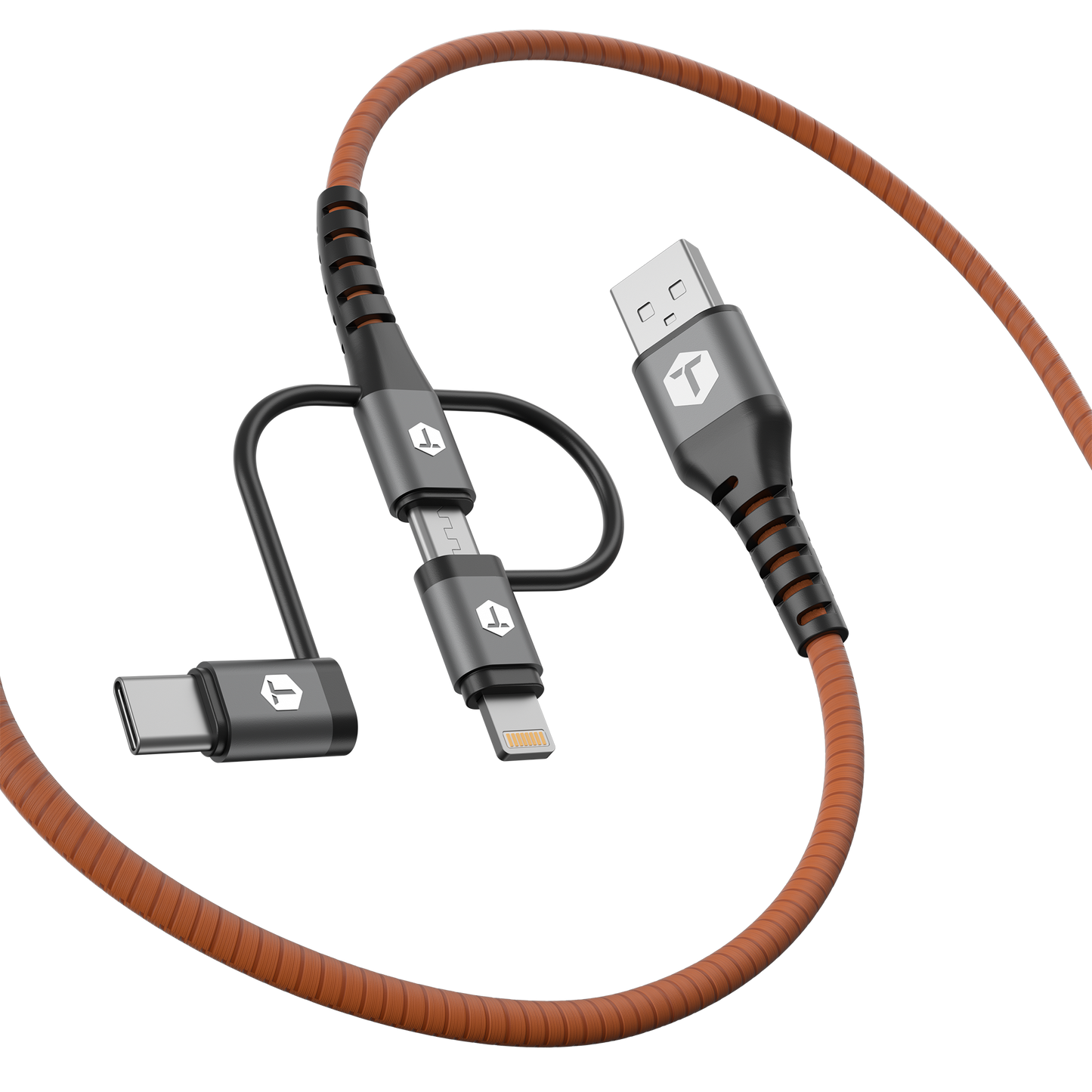 ToughTested Armor Flex 4 ft 3-in-1 Charging Cable