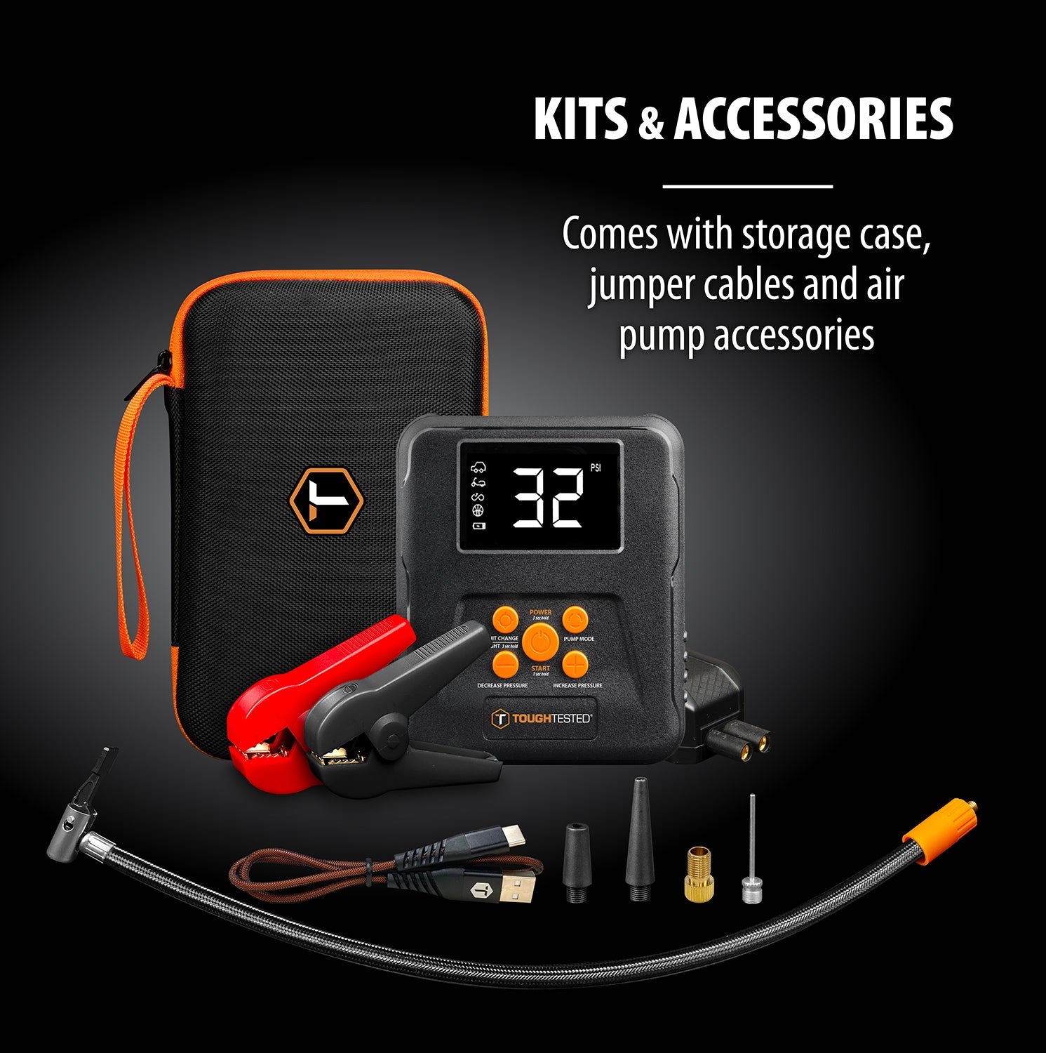 ToughTested Phoenix Jump Starter, Tire Inflator & Power Bank Kit