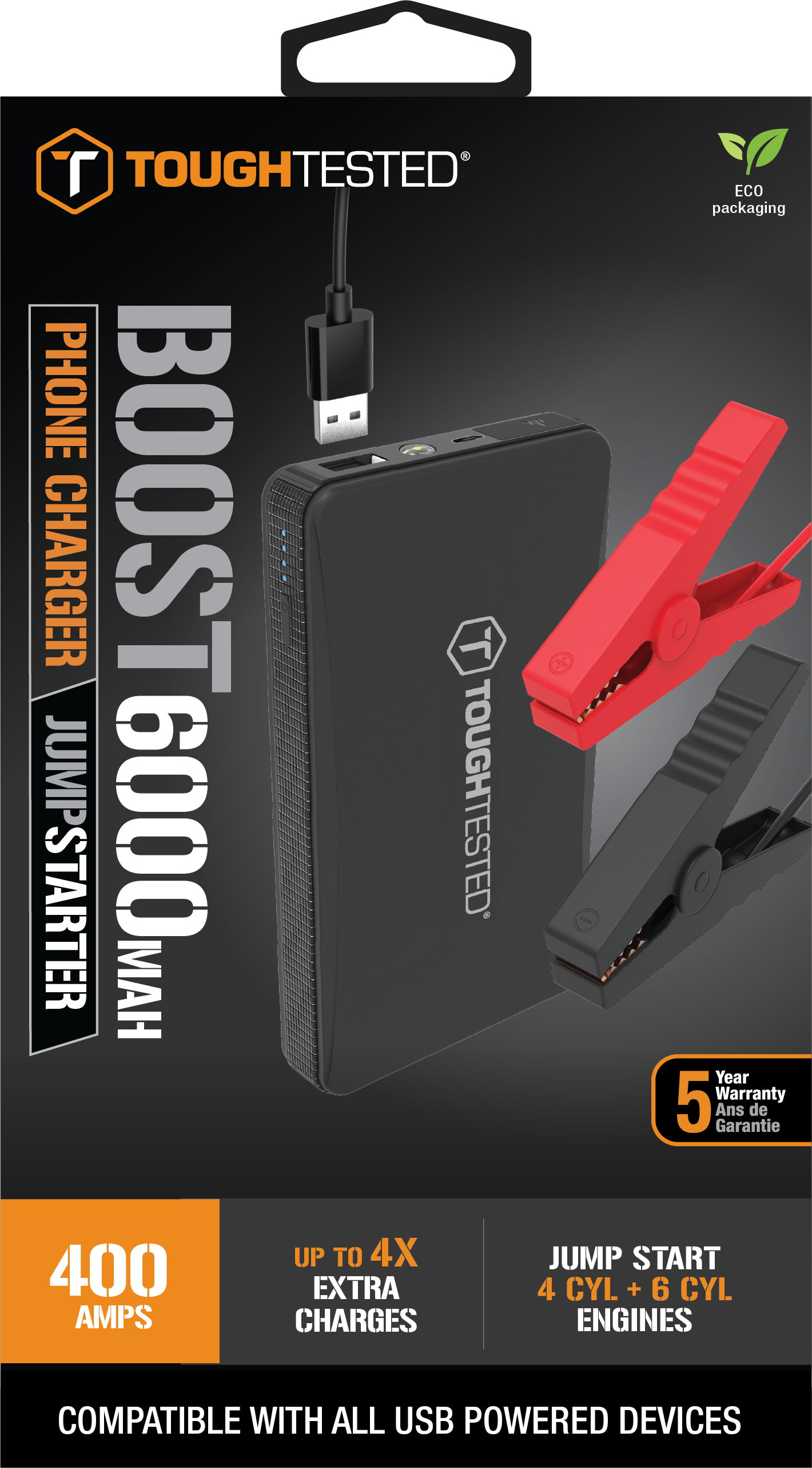 ToughTested Boost 1600mAh Jumpstarter & Portable Phone Charger