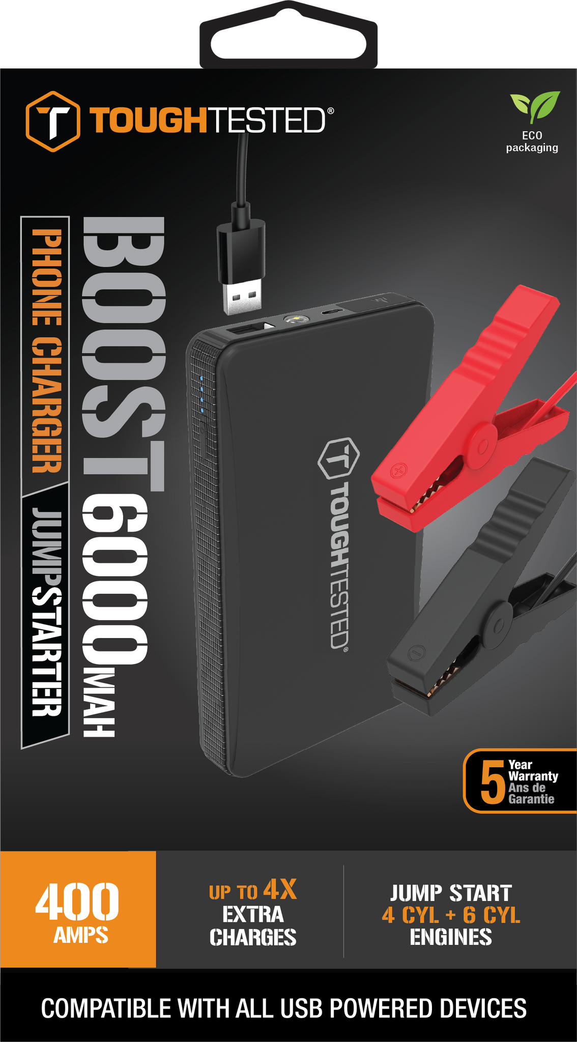ToughTested Boost 400 Amp 6000mAh Jumpstarter & Portable Phone Charger