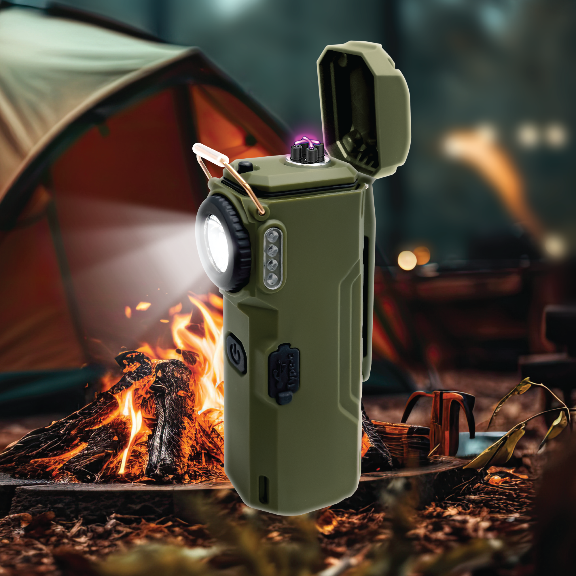 ToughTested Arc Torch & Flashlight, Windproof Flameless Lighter