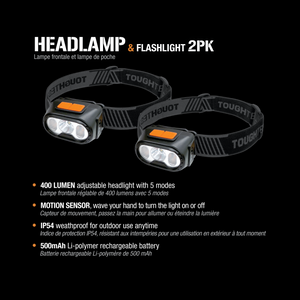 ToughTested Outdoor Headlamp 2-Pack