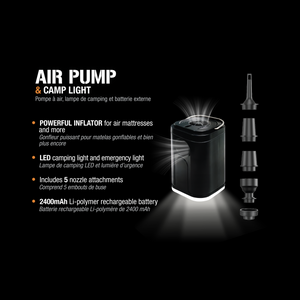 ToughTested Mini Air Pump, Camping Light & Power Bank for Inflatables