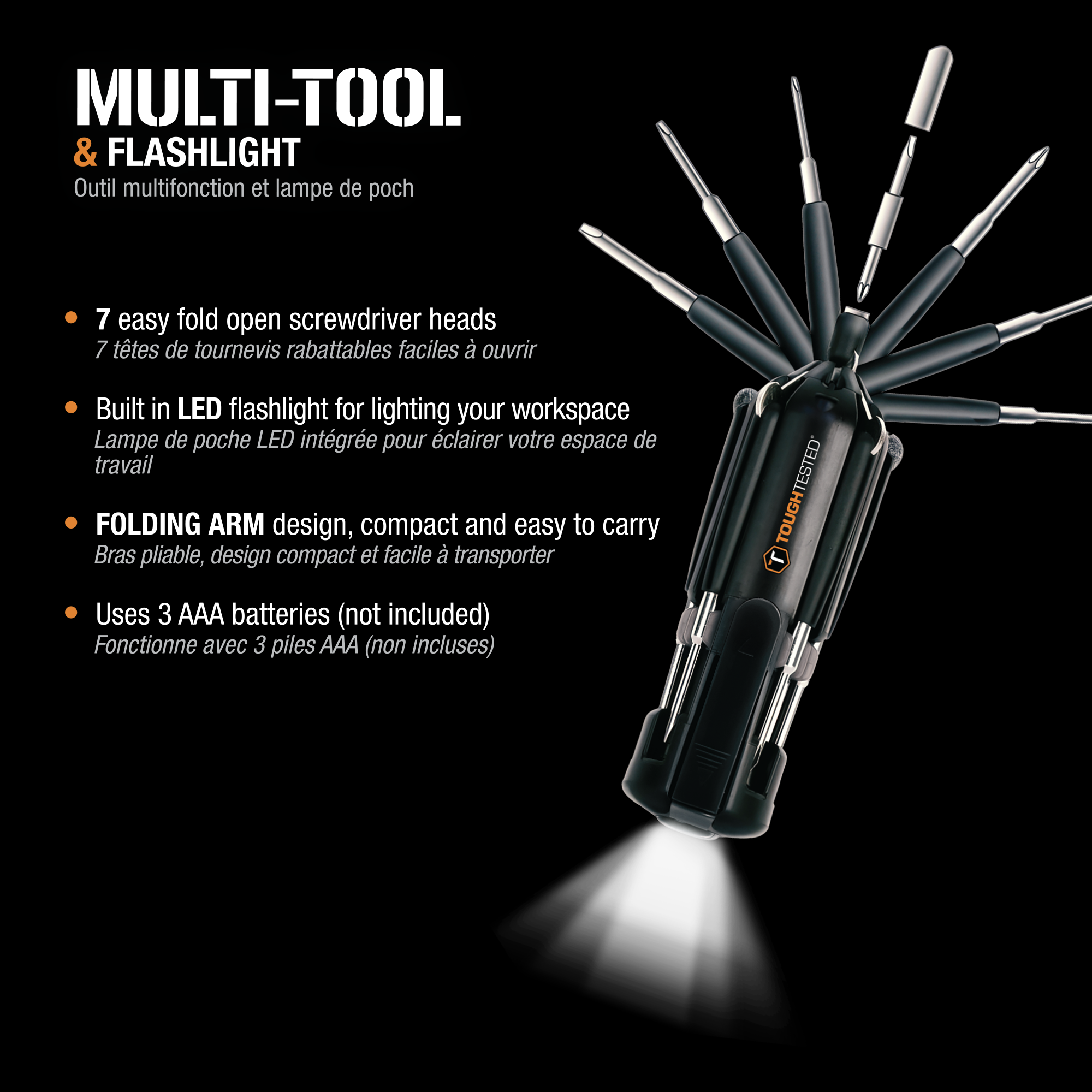 ToughTested Outdoor Multi-Tool Multi-purpose utility for travel and outdoor use