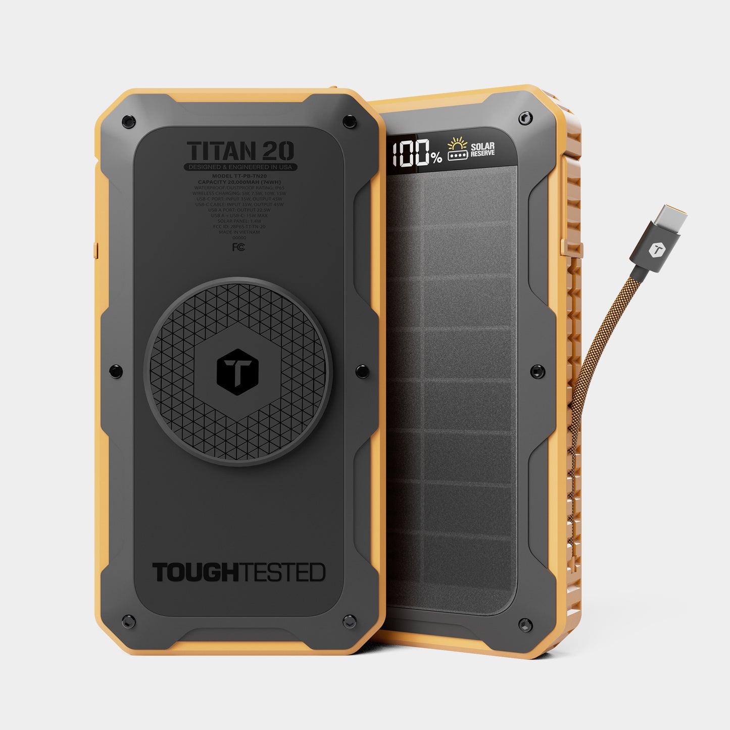 ToughTested Solar Titan20 20000mAh PD Power Bank & Wireless Charger
