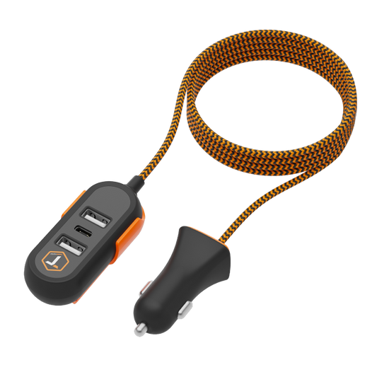 ToughTested 4-Port Extender 47W 12V Front & Backseat PD Car Charger