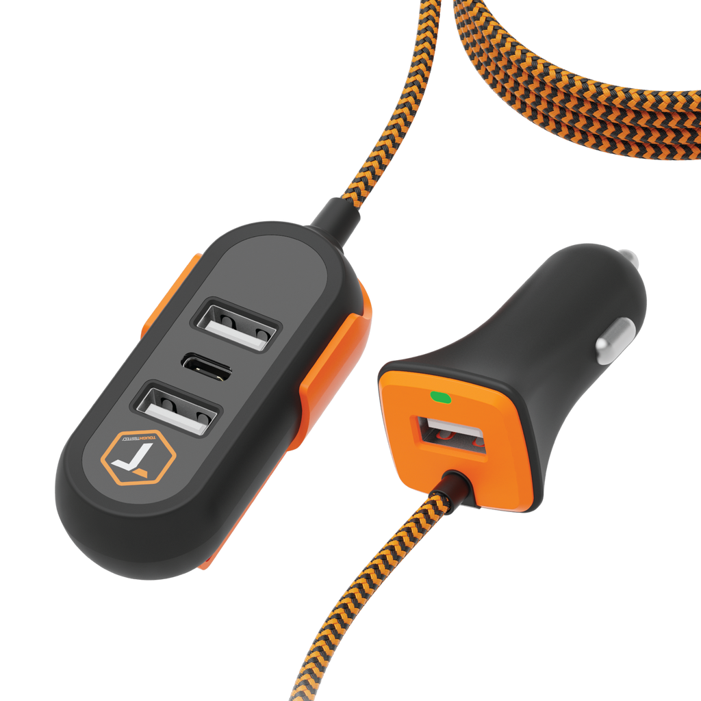 ToughTested 4-Port Extender 47W 12V Front & Backseat PD Car Charger