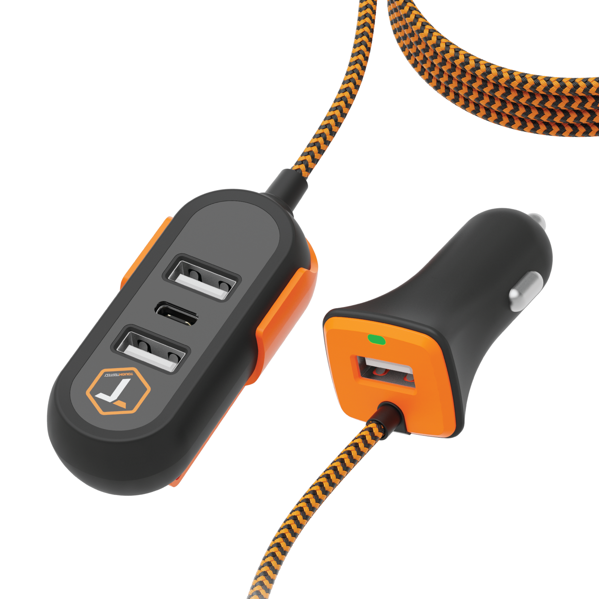 ToughTested 4-Port Extender 47W 12V Front & Backseat PD Car Charger