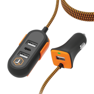 ToughTested 4-Port Extender 47W 12V Front & Backseat PD Car Charger