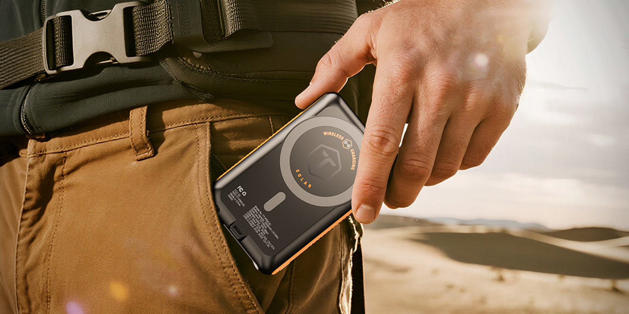 ToughTested ROC 5 Wireless Charging Solar Power Bank, 5000mAh and Magsafe Compatible