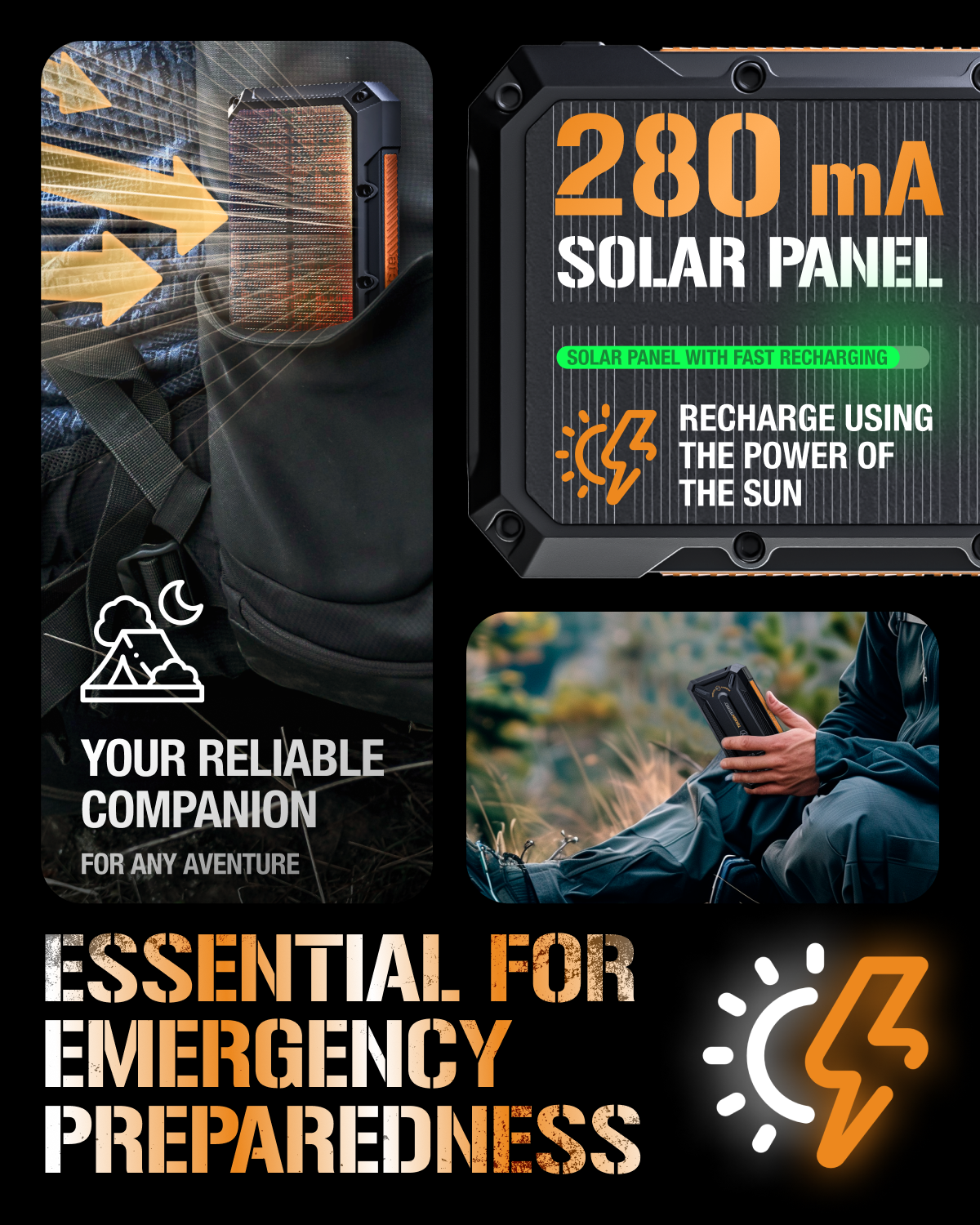 ToughTested SOLAR  ROC16 16,000 mAh Powerbank with Wireless Charging & Power Delivery Fast Charging