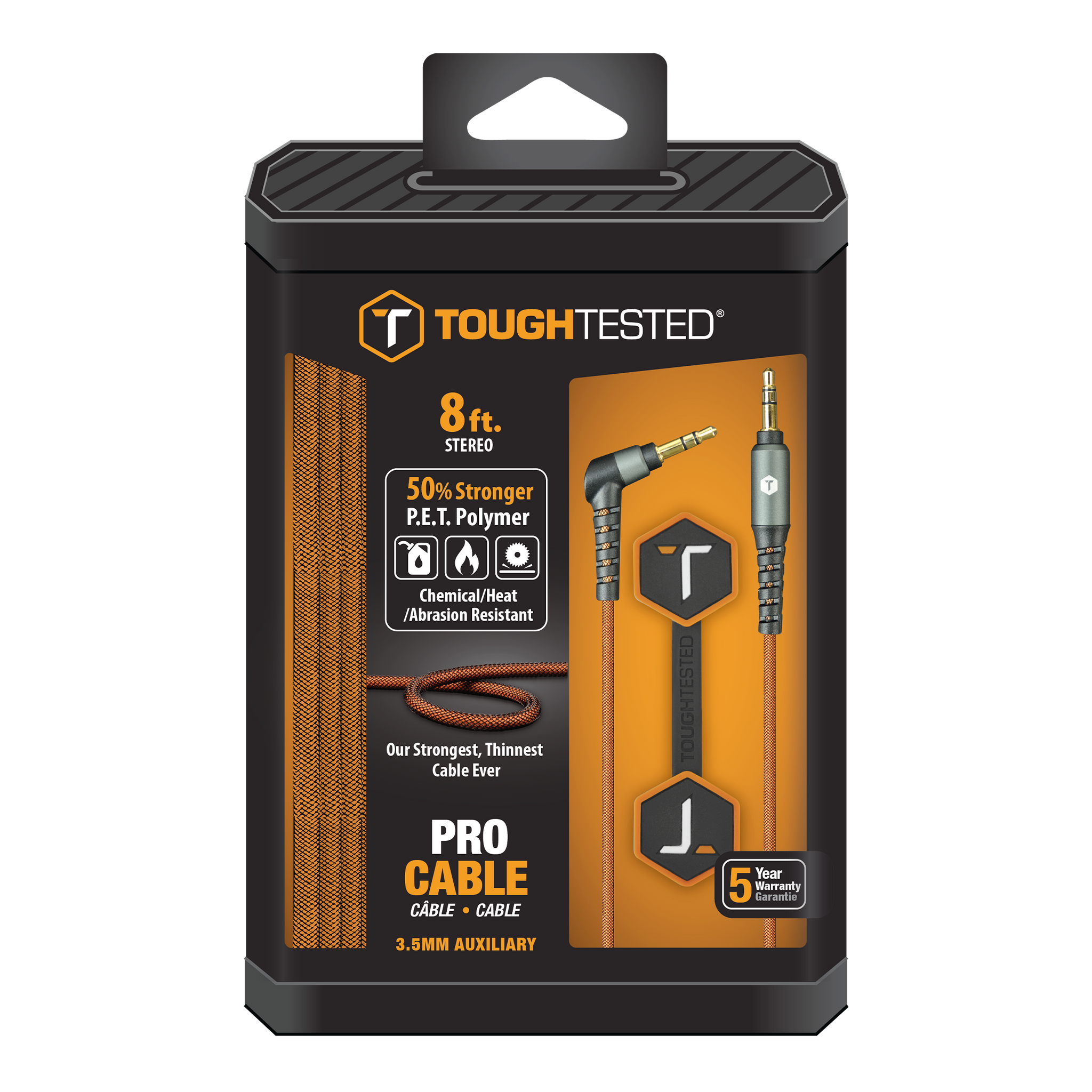 ToughTested PET Pro 8 ft 3.5mm Auxiliary Cable
